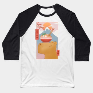 Capybara and ramen Ukiyoe Baseball T-Shirt